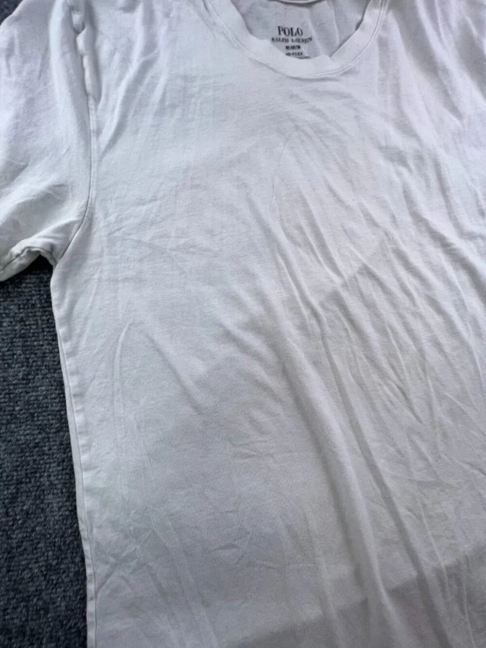 Polo Ralph Lauren 4D-Flex White Crewneck Long Tee T-Shirt w Pony Logo Soft Mediu
